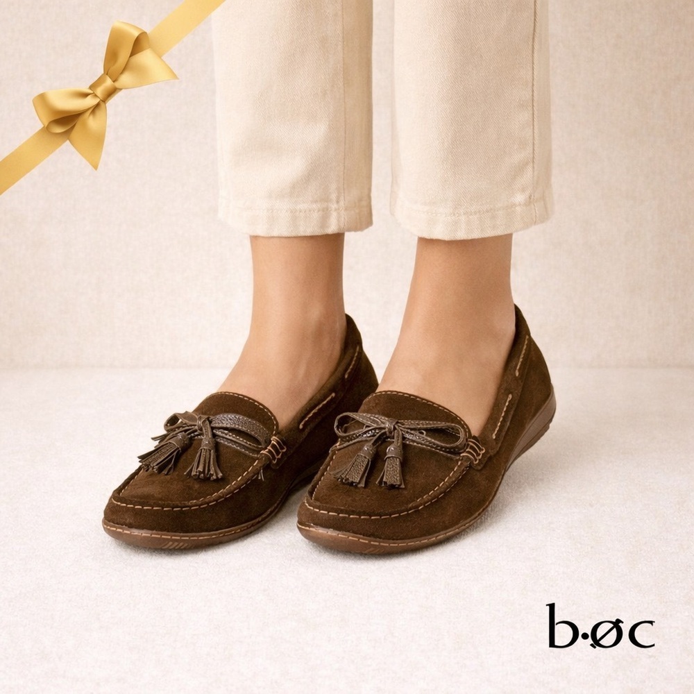 BOC Brown Leather Suede Moccasin Loafers Size 10/42